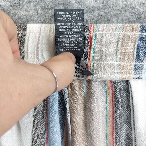 Chelsea & Theodore Pants Sz 1X Linen Blend Striped Cropped Wide Slit Leg Beach - Picture 9 of 11